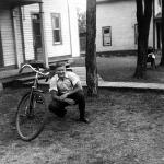 Lionel in front of his family home in Sturgeon Falls in 1944.